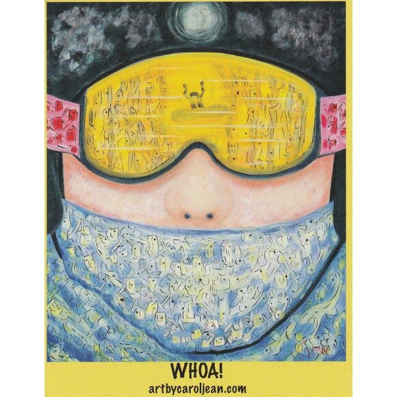 Whoa Skier Art Print Steamboat Springs Co Spring Break Ski Board Carol Jean 4x5 - Picture 1 of 2